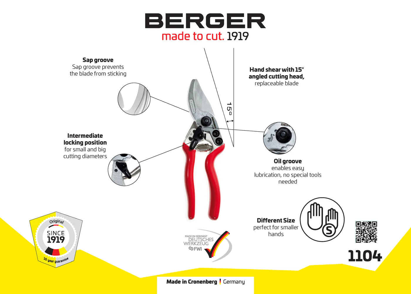 BERGER PROFESSIONAL PRUNING SHEAR / FOR SMALL HANDS #1104