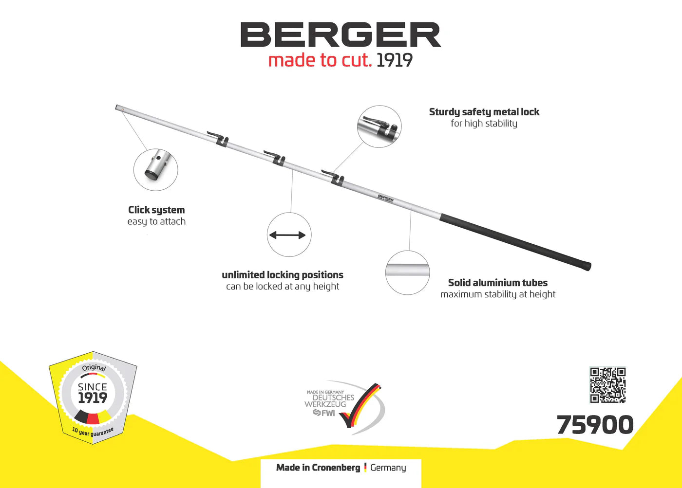 BERGER PROFESSIONAL TELESCOPIC POLE 1.75M - 5.9M #75900