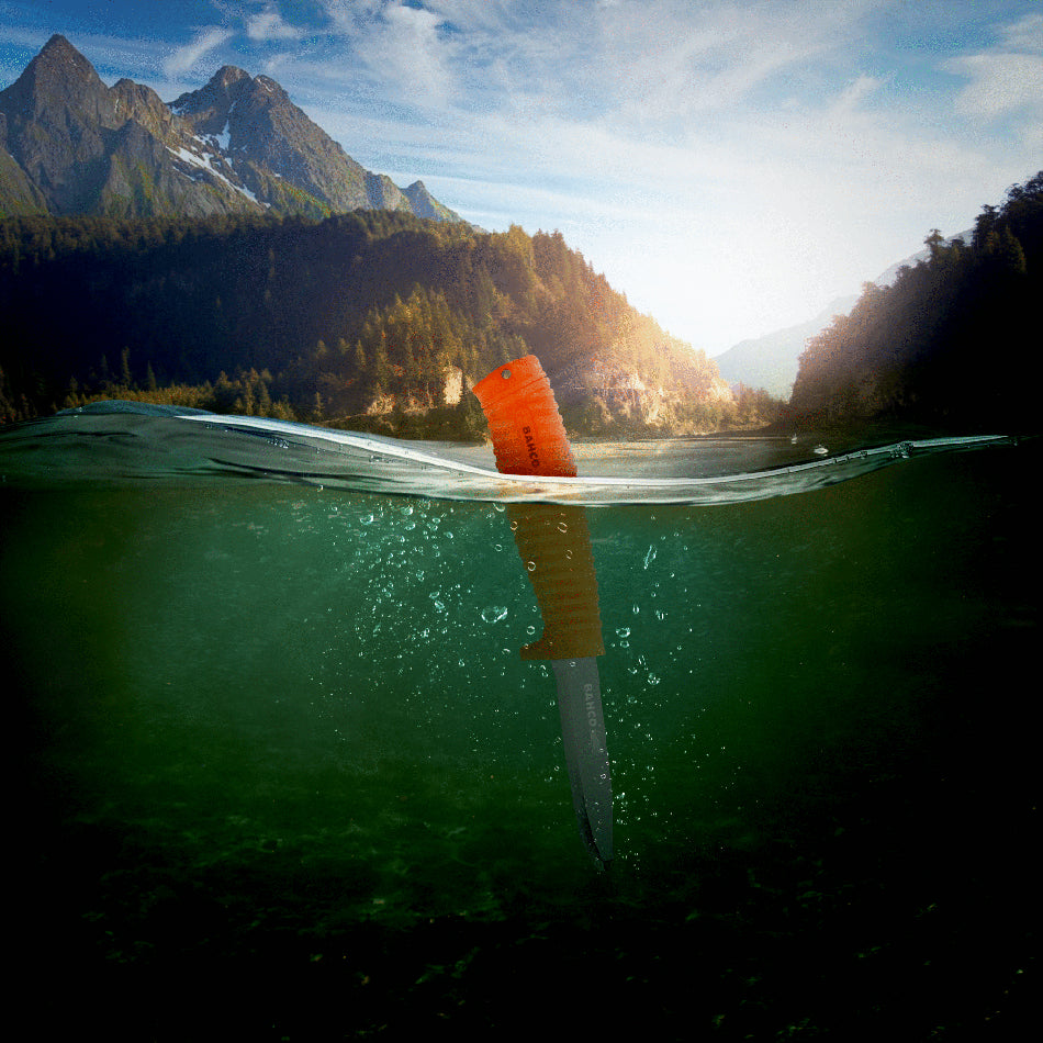 Bahco Floating Rescue Knife floating in water