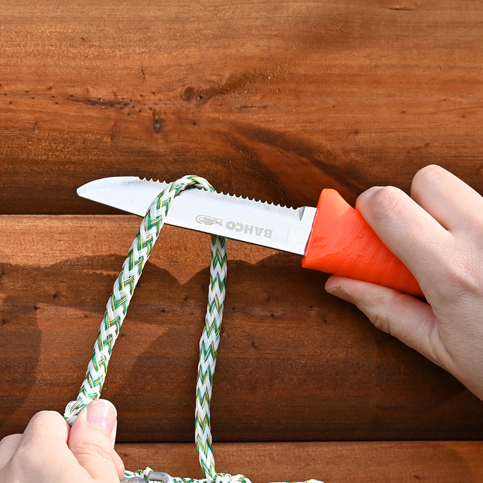 Bahco Floating Rescue Knife used to cut through rope