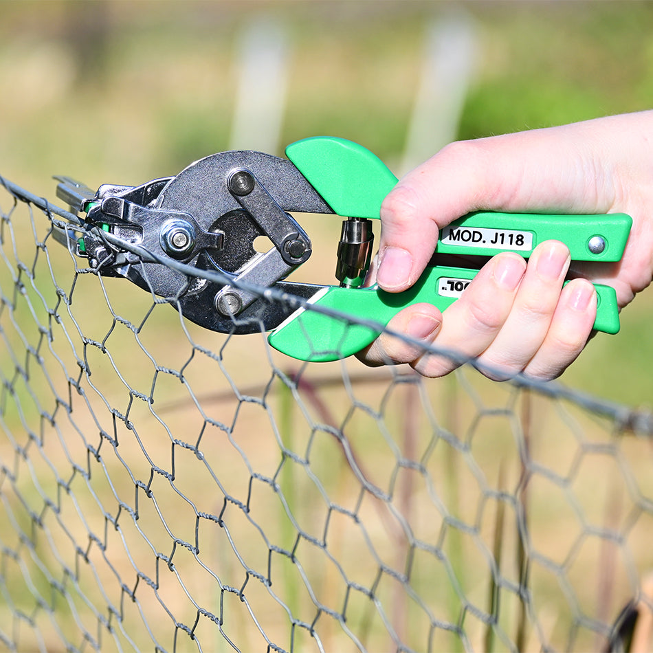 Duratool Hog Ring Plier securing fencing