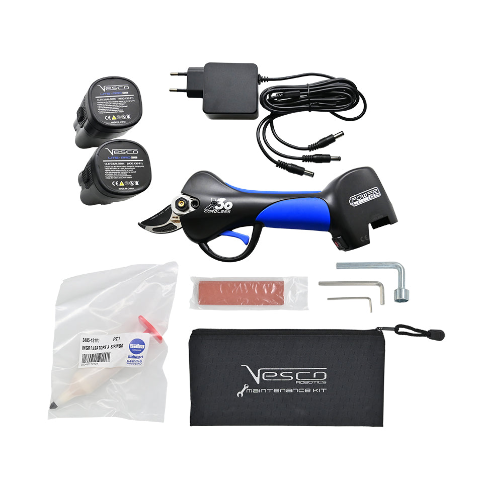 Vesco X30 Cordless Electric Shears with batteries, charger and maintenance kit