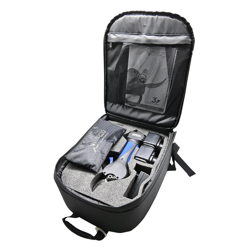 Vesco X37 Cordless Electric Shears in carrier backpack